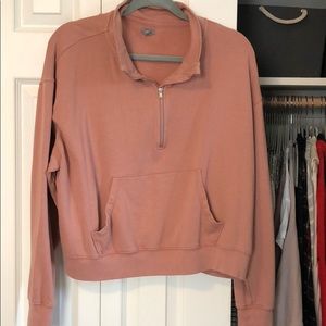 Aeire quarter zip cropped sweatshirt